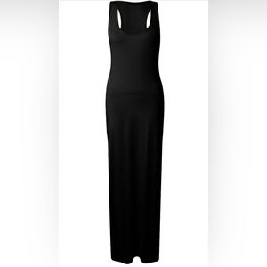 Black Jersey Racer Back Sleeveless Long Maxi Dress